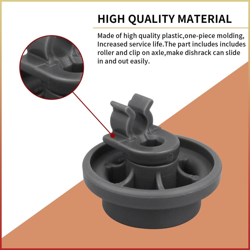 SUUJI 4 Pcs 4581DD3003B Dishwasher Lower Rack Wheels, Bottom Dishrack Roller Assembly Replacement part Compatible with LG Dishwasher Replaces 4581DD9002B 1372292 AP4437752 EA3523051 AH3523051 PS3523051 - Image 3